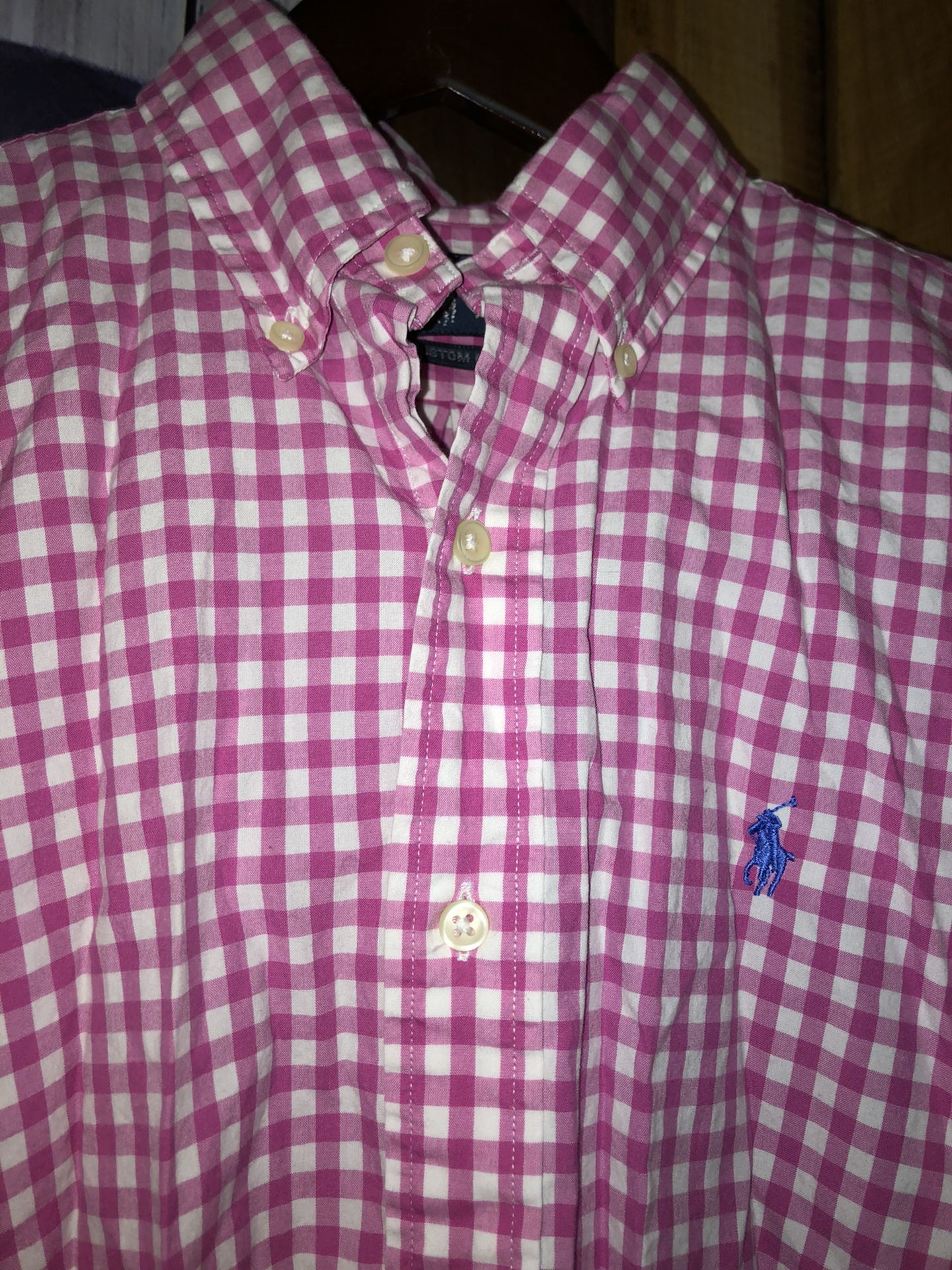 Ralph Lauren Pink Plaid Long Sleeve Button Up Shirt