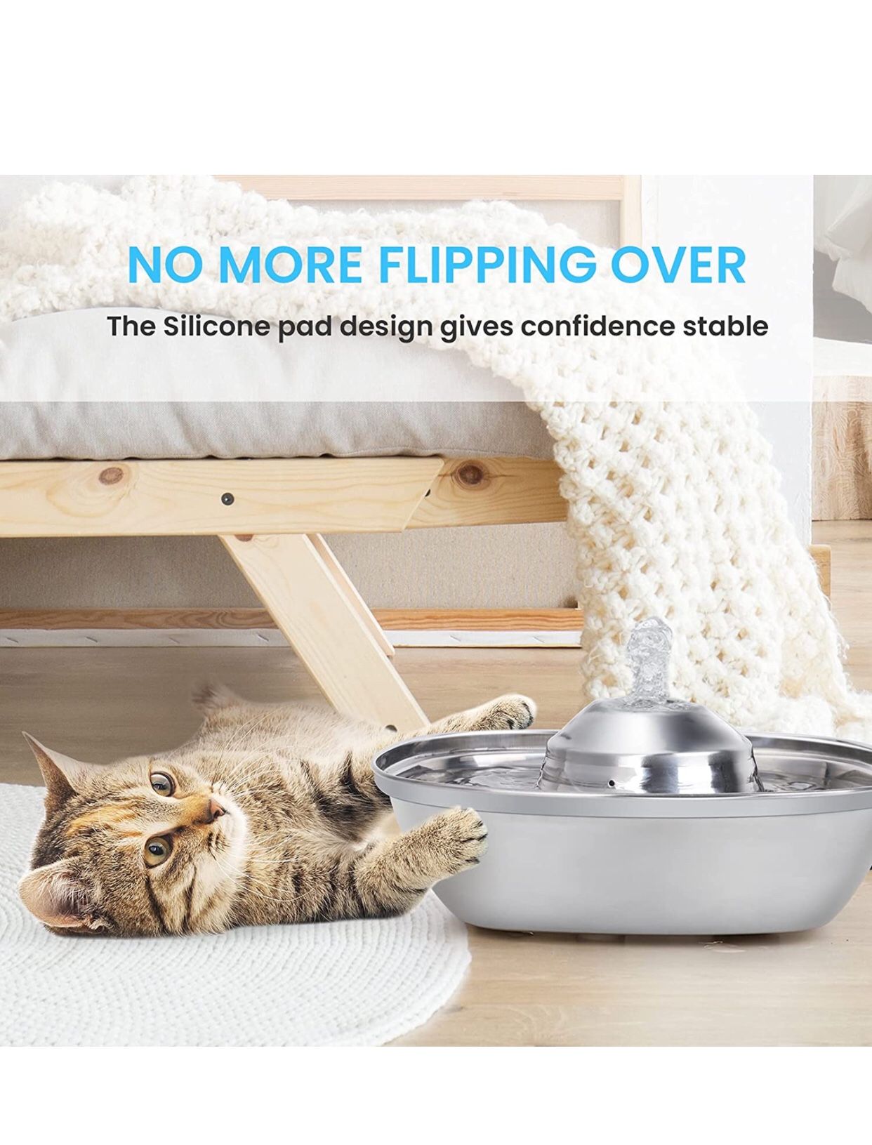 Cat Water Fountain Stainless Steel, 88oz/2.6L Ultra Quiet Pet Fountain, Dishwasher Safe Dog Water Dispenser for Small and Medium Large Cat and Dog, wi