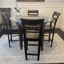 4 Person Glass Round Table With Chairs  Thumbnail
