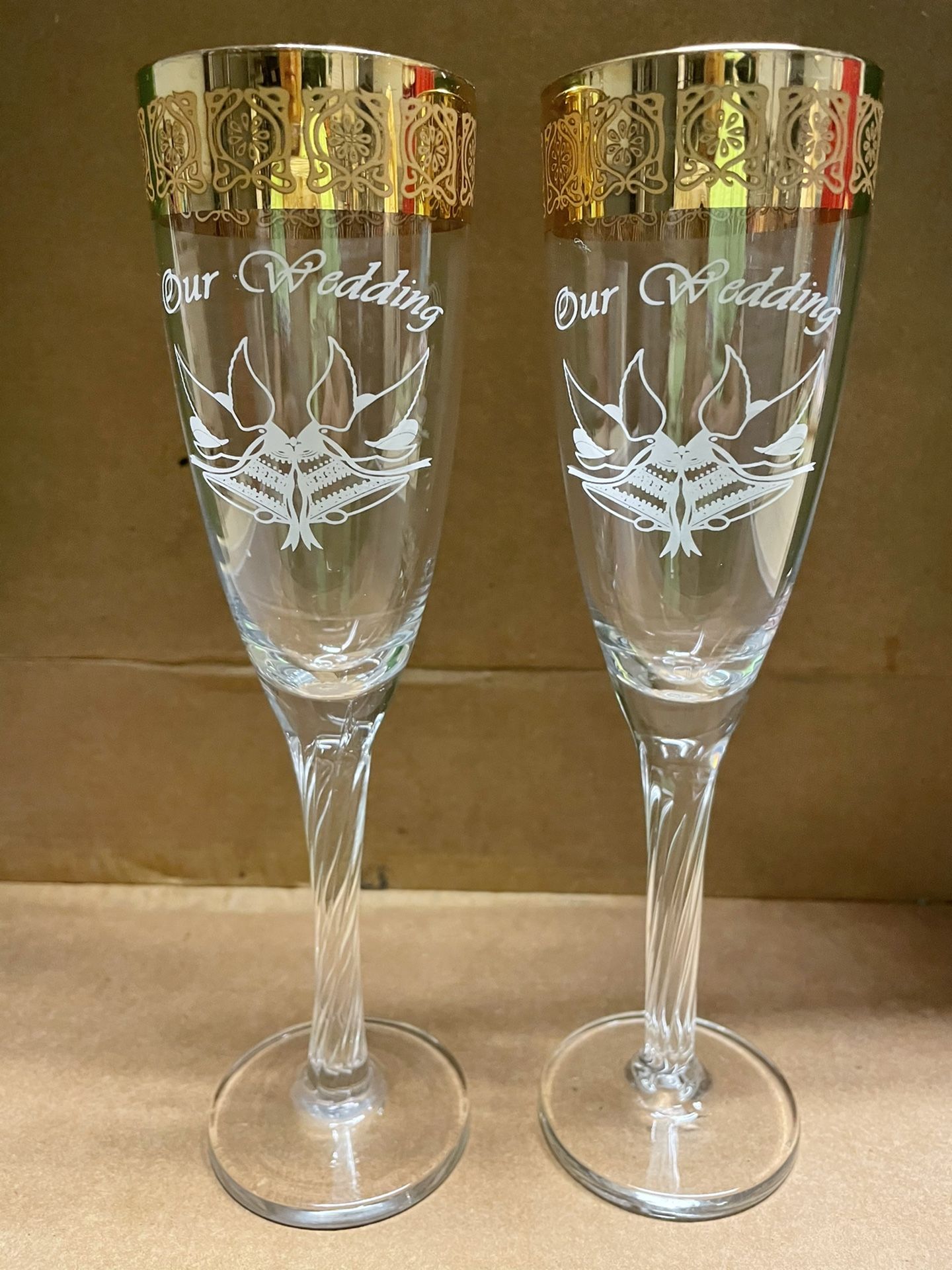 Wedding glasses With Gold Set of 2