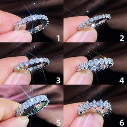"Hot Shiny Moissanite Zircon Eternity Rings for Women, PD578
 Thumbnail