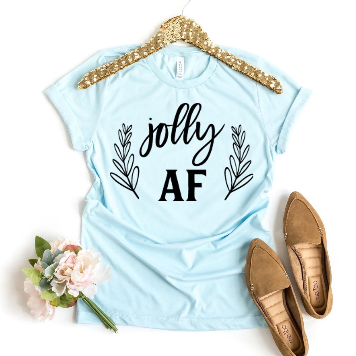 Jolly AF T-shirt, Celebration Gift, Family Tshirt, Festive Shirt, Party Shirts, Xmas Party Top, Holiday Tee, Vacation Size Large
