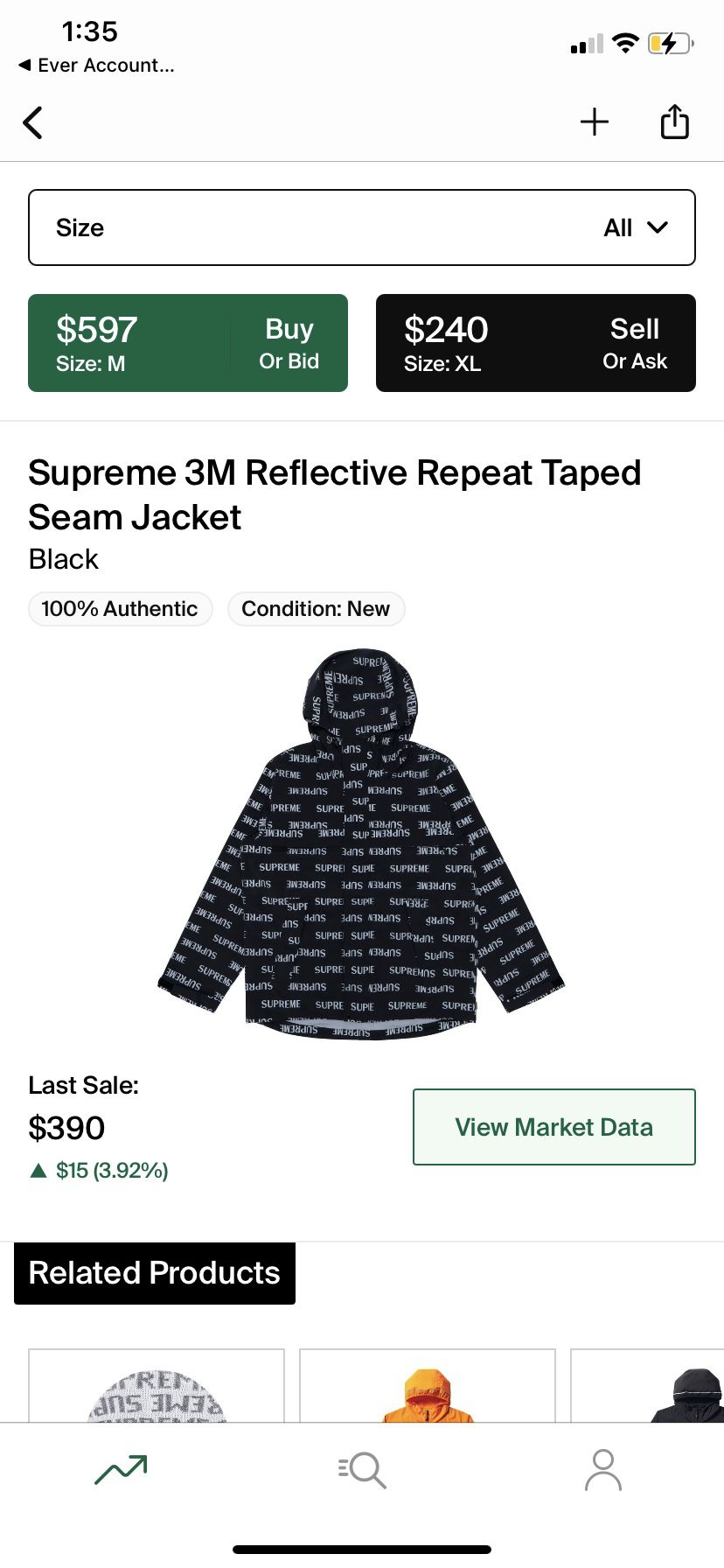Supreme 3M Repeat Taped Seam Windbreaker Jacket Hoodie Size XL Good Condition 
