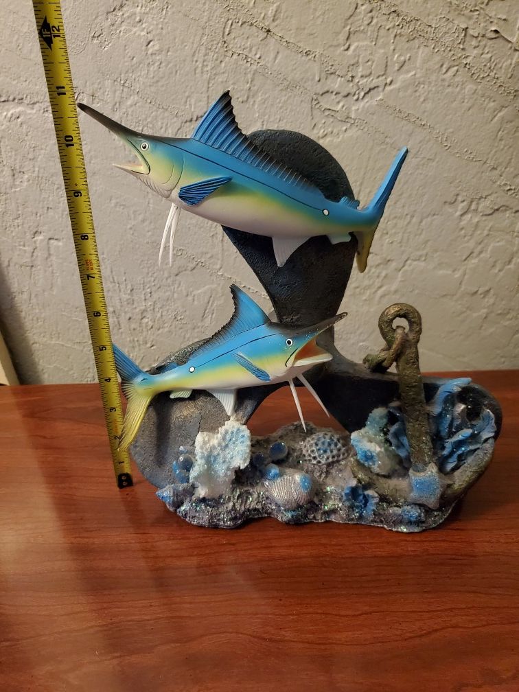 Fishes on propeller with glittery shells decor beach theme coastal nautical