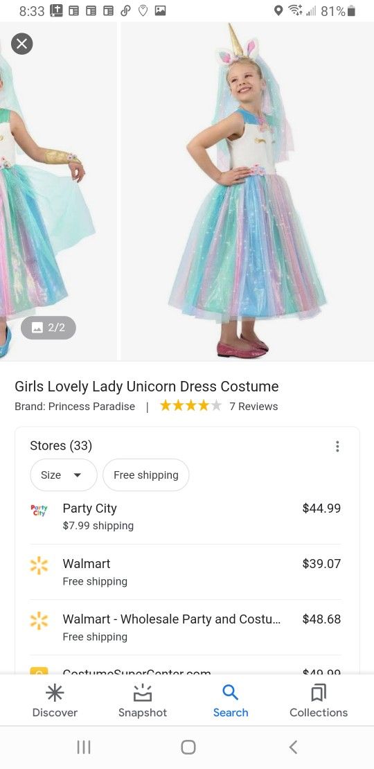 $10. New Girls Lovely Lady Unicorn Dress Costume