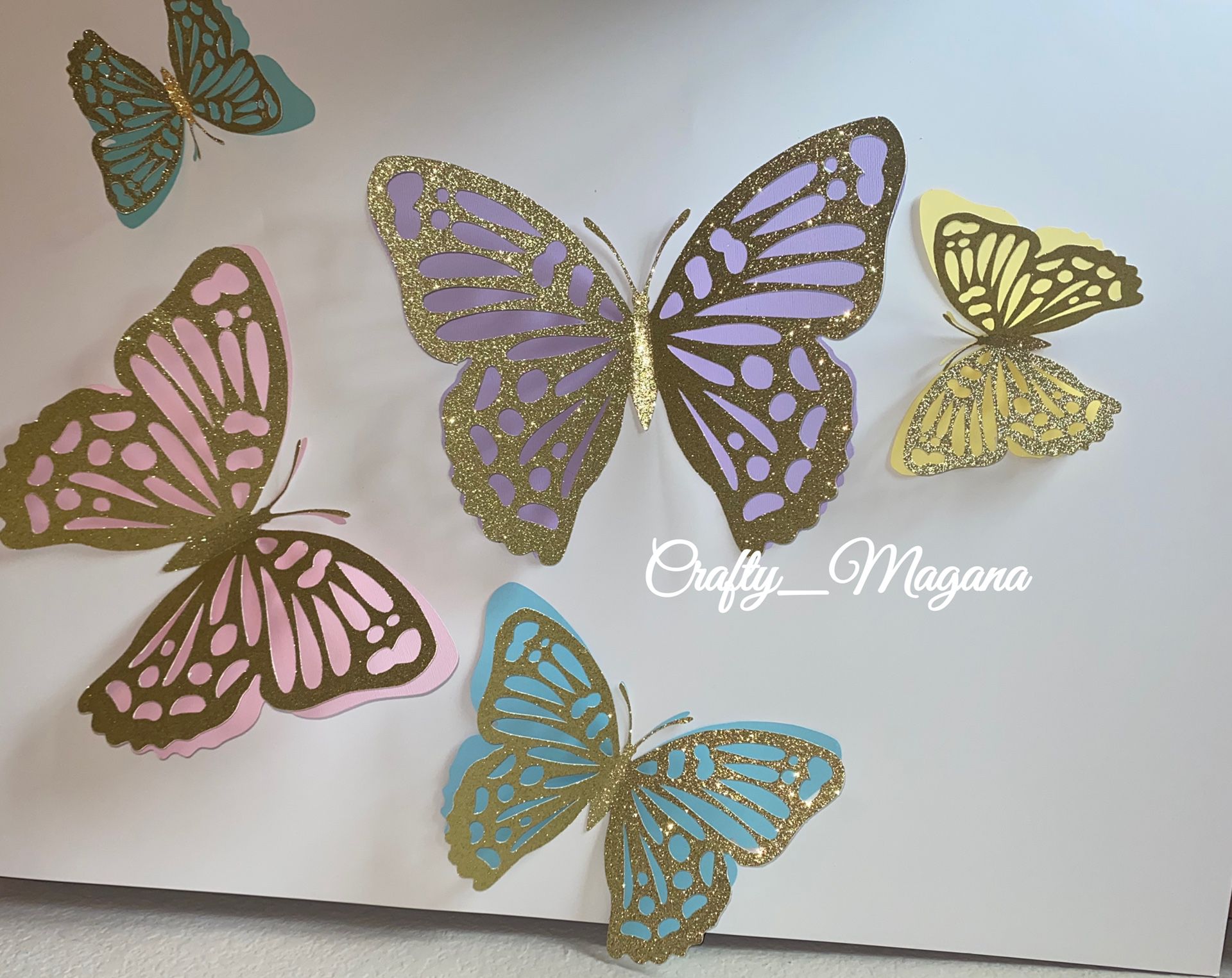 Name cutout,butterflies and cake topper