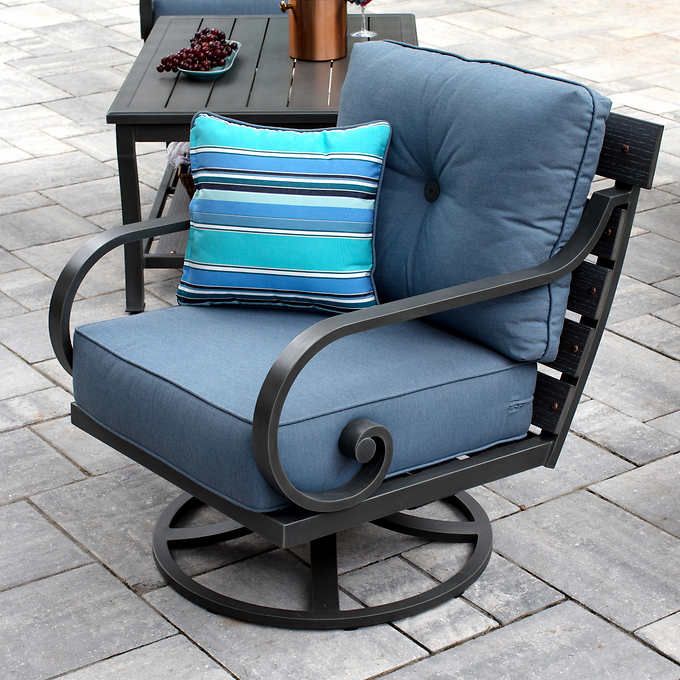 Sunvilla Patio Furniture Reserve 7 Piece Deep Seating Set, 2 swivel Chairs 2 Tables Beige