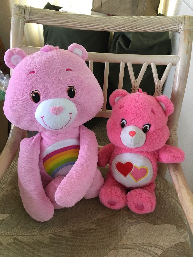 2 pink Care Bears stuffed plush animals toy kids child baby