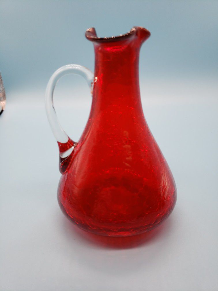 Ruby Red Crackle Glass
