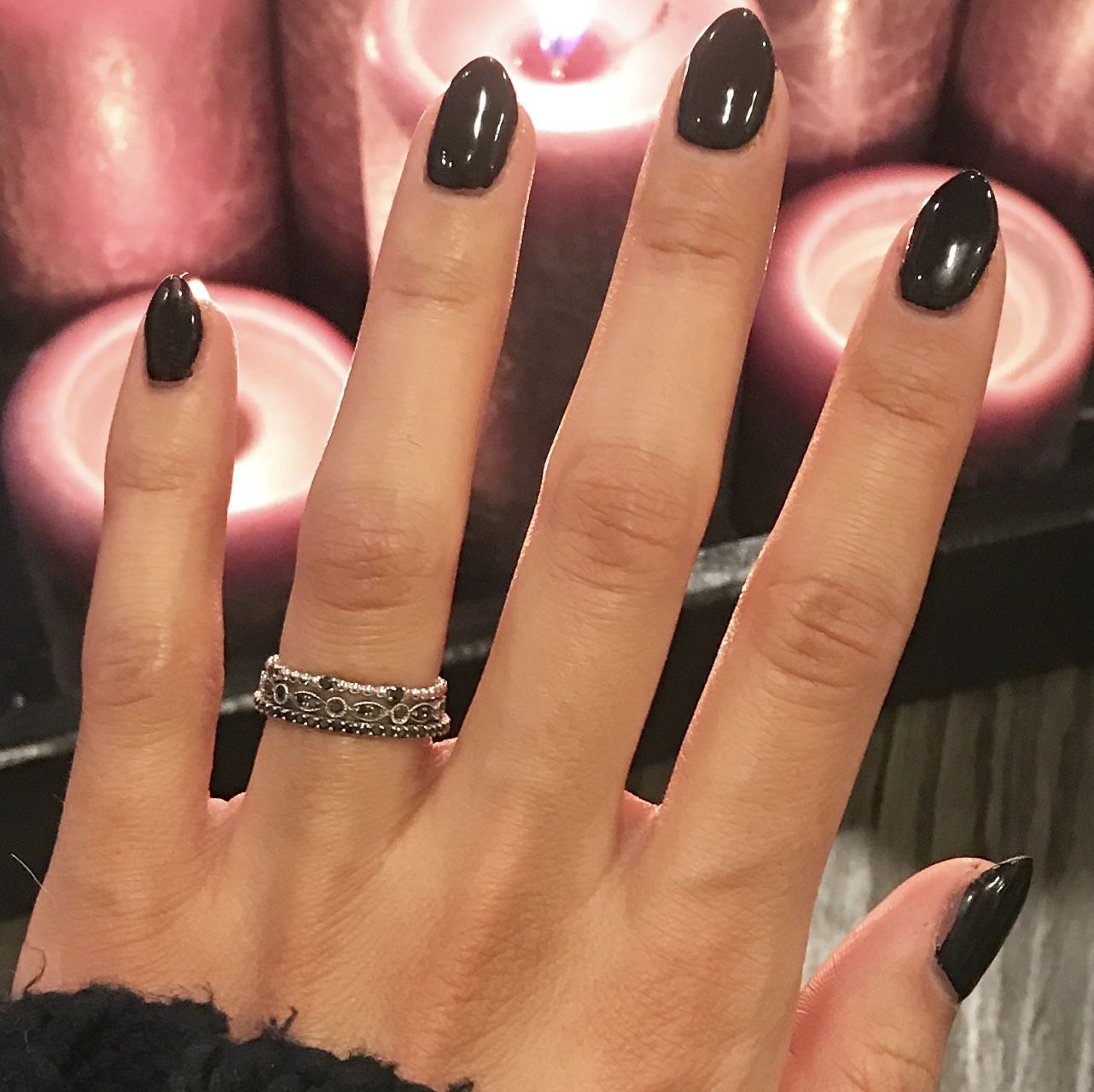 Black Diamond Full Eternity Ring - Art Deco Solid 14k White