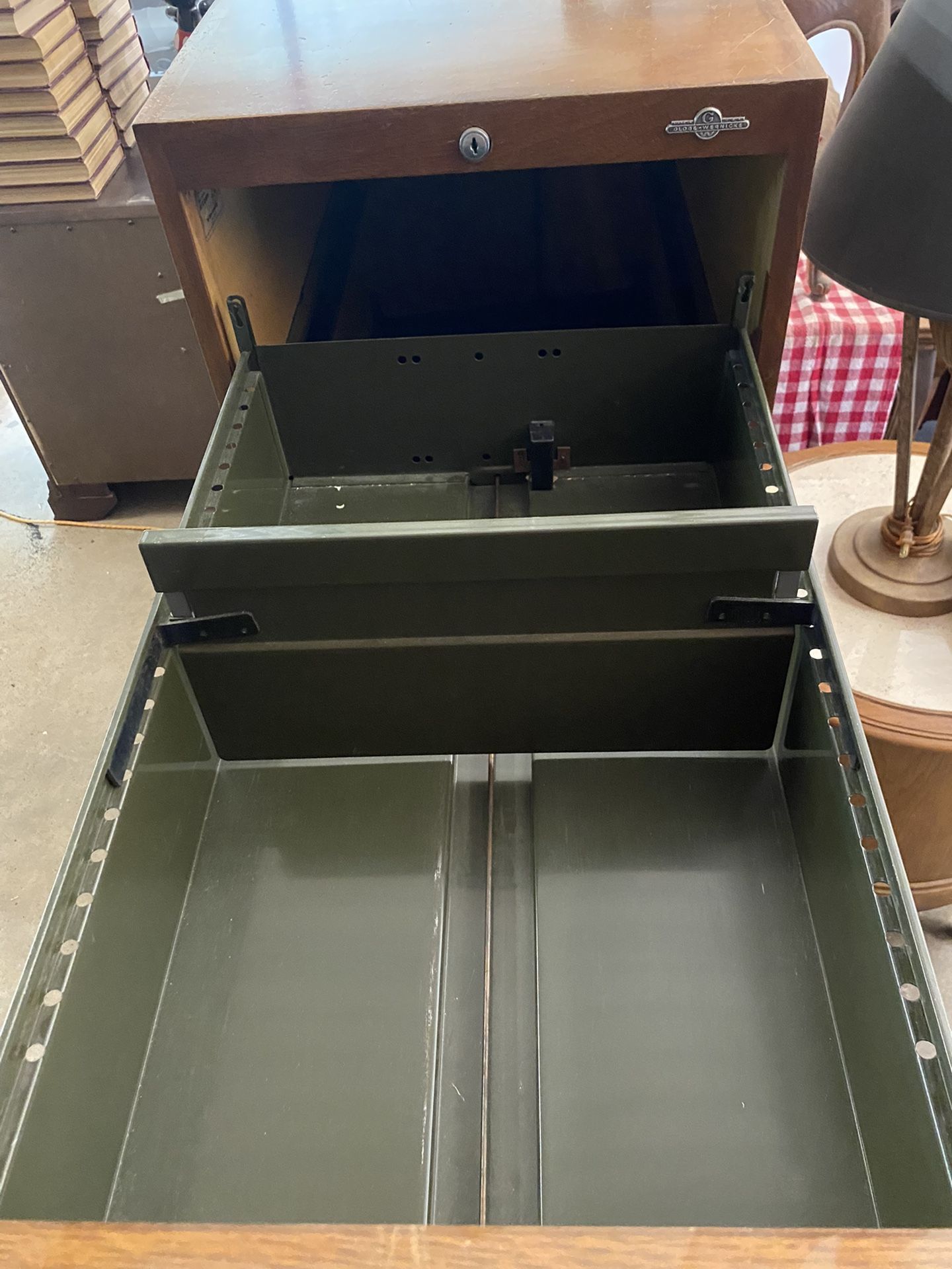Vintage Globe Wernicke Wood Office File Cabinet