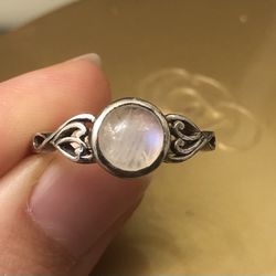 Moonstone Ring Size 8 Sterling Silver  Thumbnail