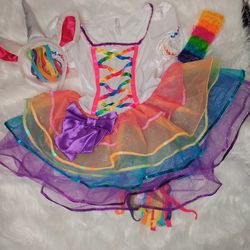 Girls Rainbow Unicorn Costume Thumbnail