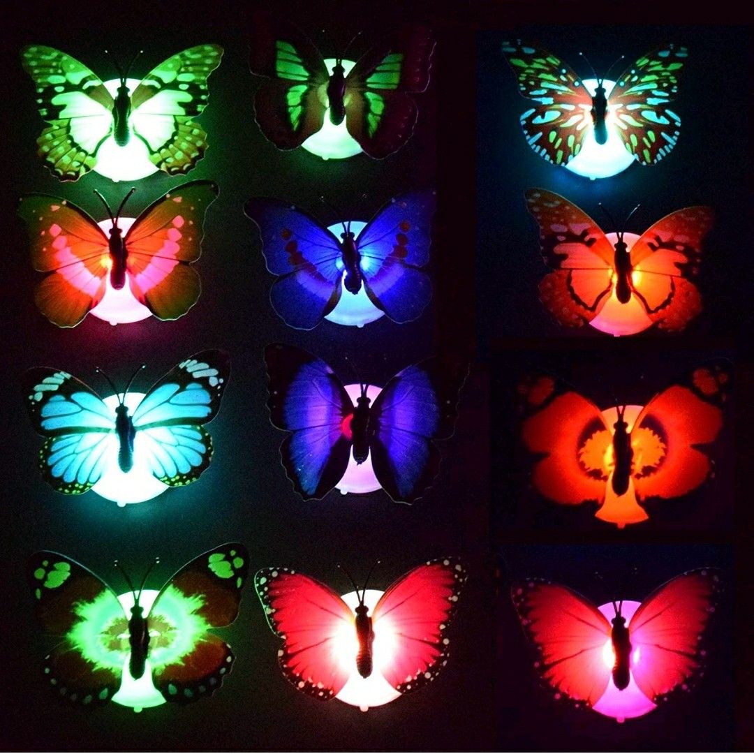 12 packs LED Flashing Lamp Butterflies Night Light Butterfly Decoration