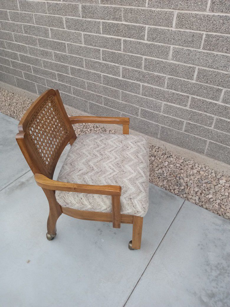 Vintage Boho Rattan Accent Chair On Casters