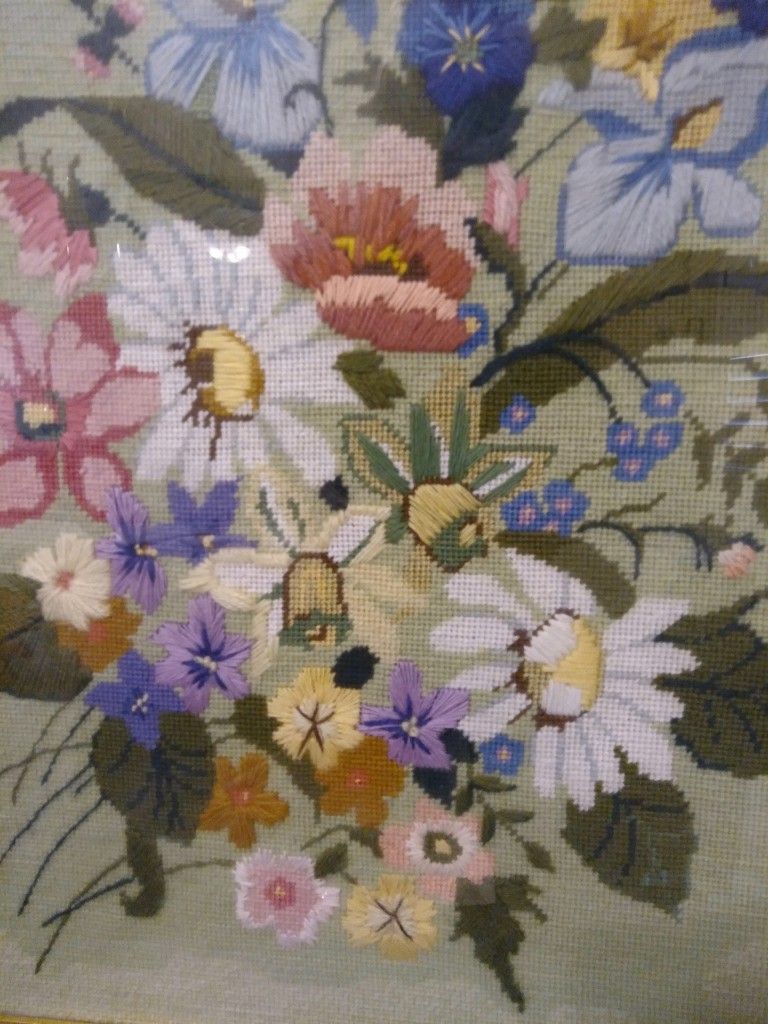 Vintage Floral Bouquet Cross Stitch Completed