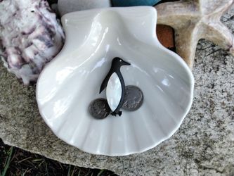 Vintage Mother of Pearl Penguin Brooch Thumbnail