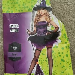 Halloween Costume Women Sexy Spider Witch Purple Black Tutu Corset 2 piece S/M  Thumbnail