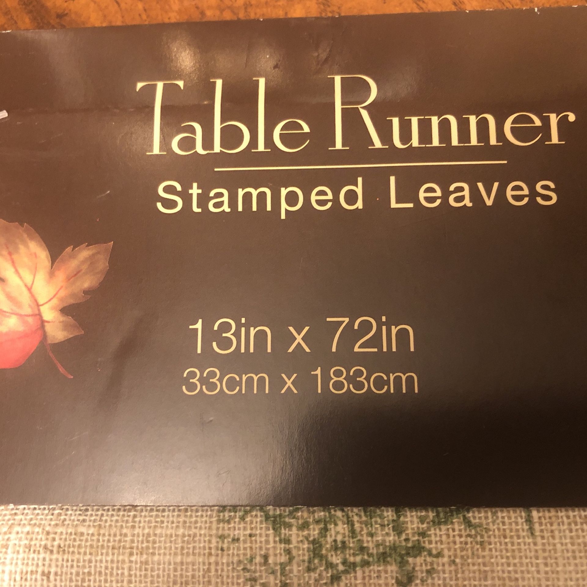 Table Runner Stamped Leaves 72 In