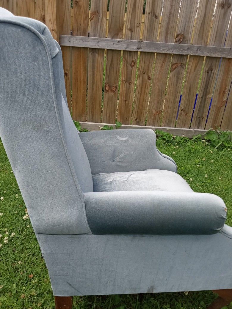 Blue Grey Velvet Chair