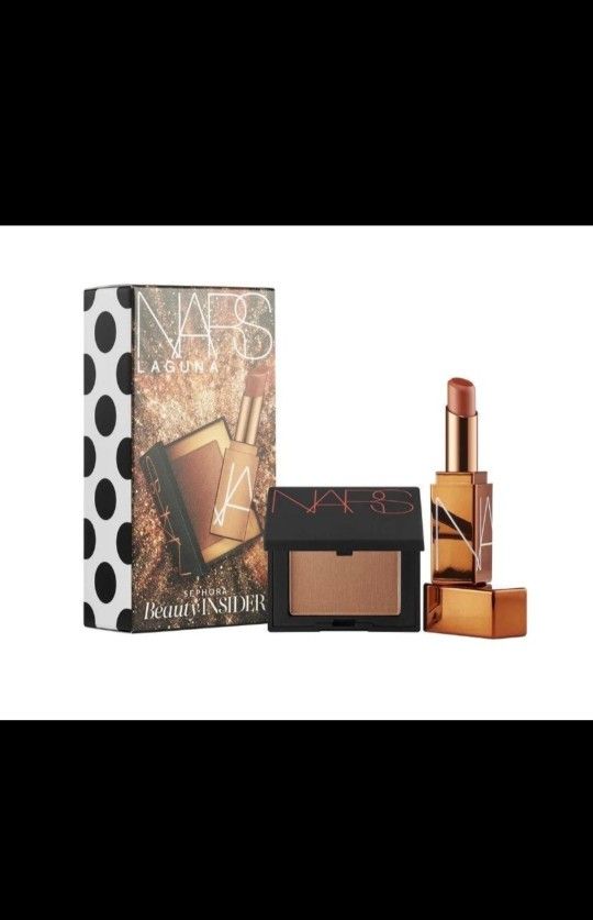 NARS LAGUNA MINI LIP & CHEEK LOT w/ESTĒE LAUDER MAKEUP TOTE + 16 High-End Skincare Freebies