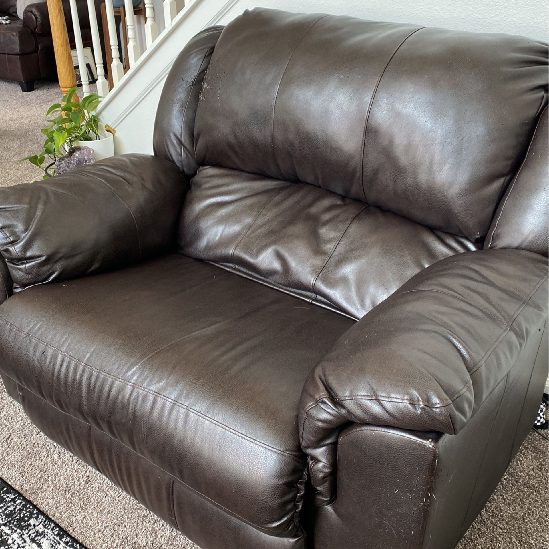 Oversized Faux Leather Recliner