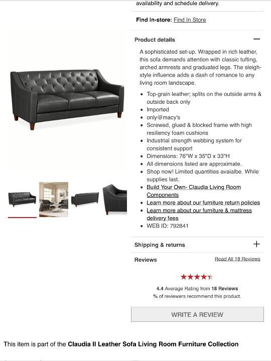 Leather Sofa Macy S Claudia Ii Slate Grey For In Fort Lauderdale Fl Offerup Leather Sofa Macy S Claudia Ii Slate, Claudia Ii Leather Sofa Living Room Furniture Collection