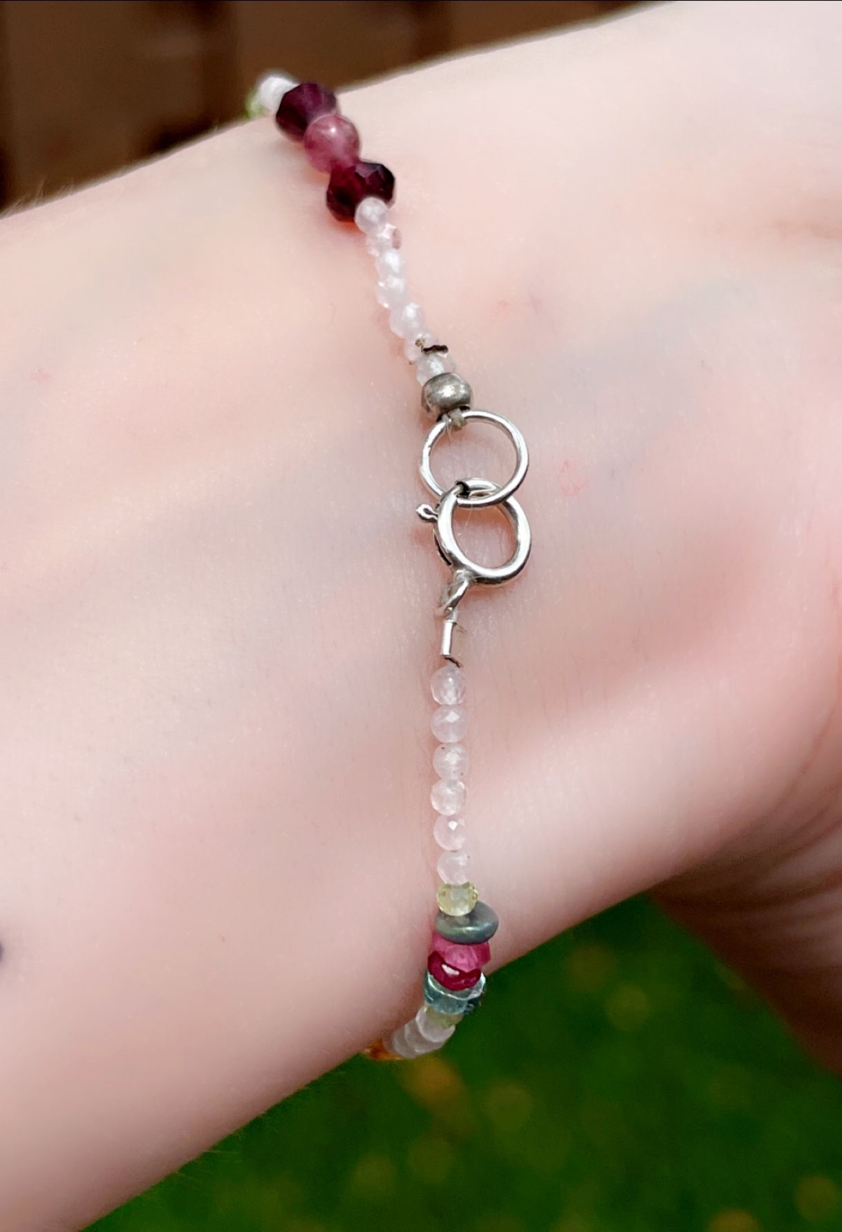 Opal Moonstone Tourmaline Mandarin Garnet Aquamarine Bracelet chakra healling