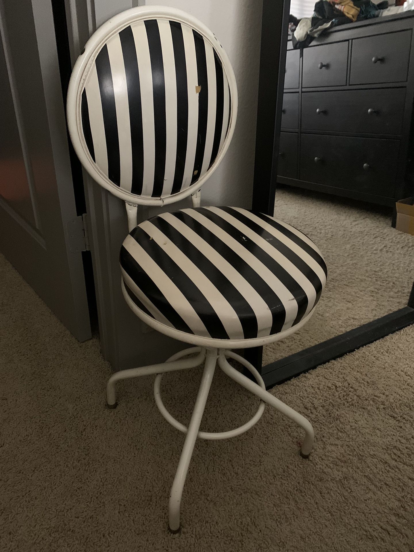 Striped Vanity Chair Stool