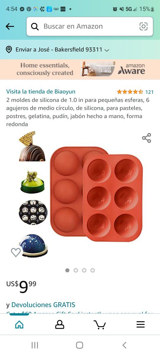 2 Pcs 1 Inch Small Sphere Silicone Mold 6 Holes Half Circle Silicone Molds for Cake Dessert Jelly Pudding Handmade Soap Round Shape