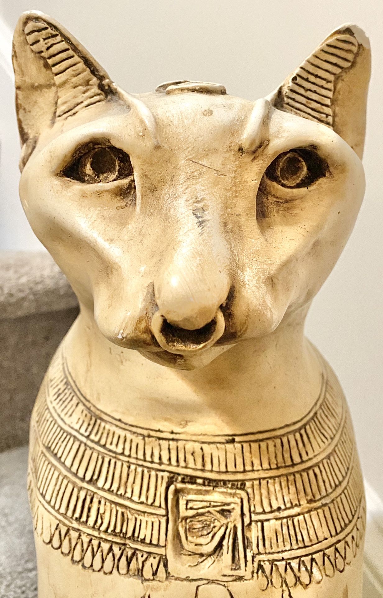 Vintage Ornate Egyptian Cat Hand Carved Statue Sculpture Figurine