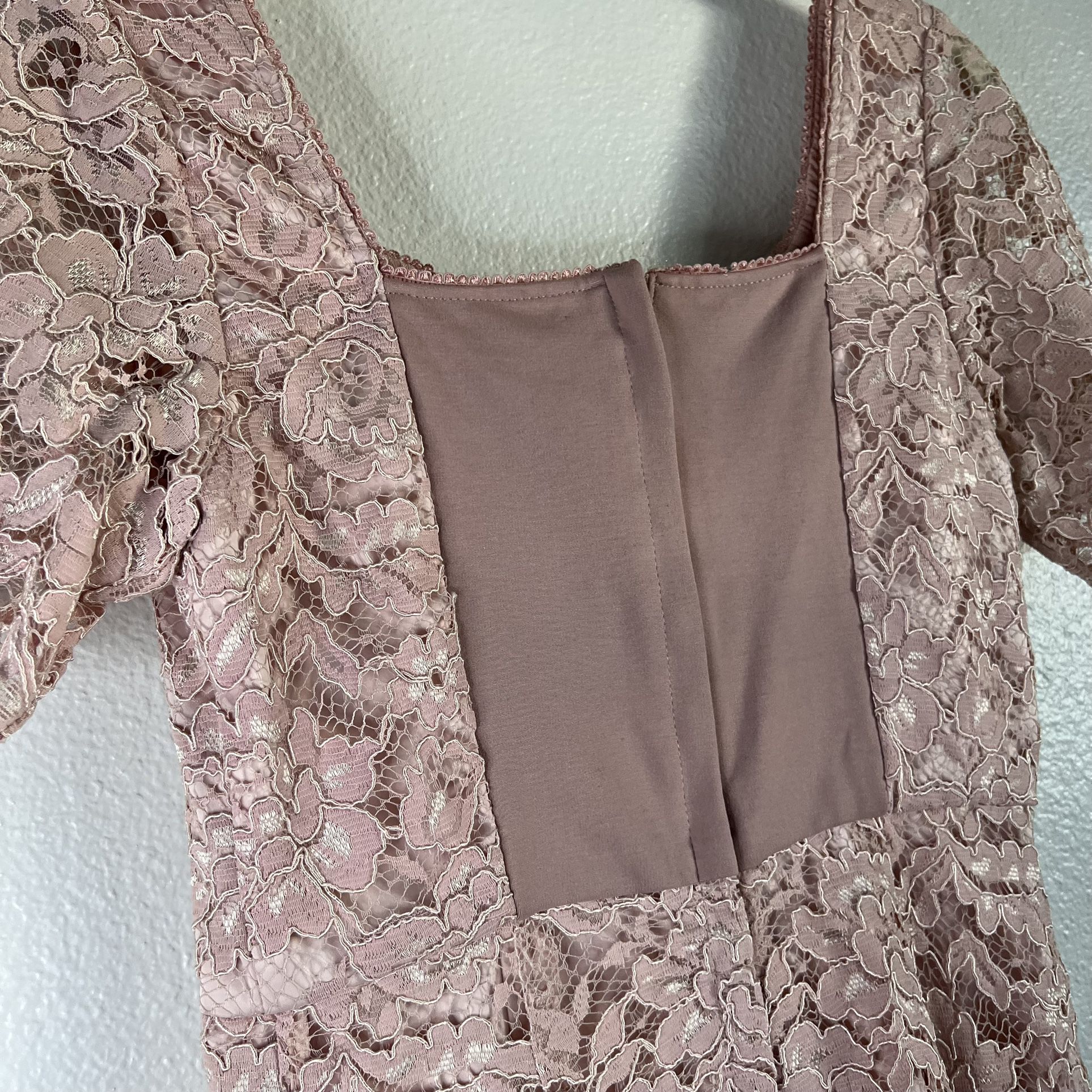 EUC Dolce & Gabbana Floral-Lace Short-Sleeve Dress Pale Blush Pink sz S