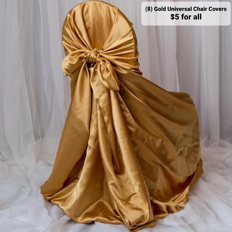 8 Gold Universal Chair Covers