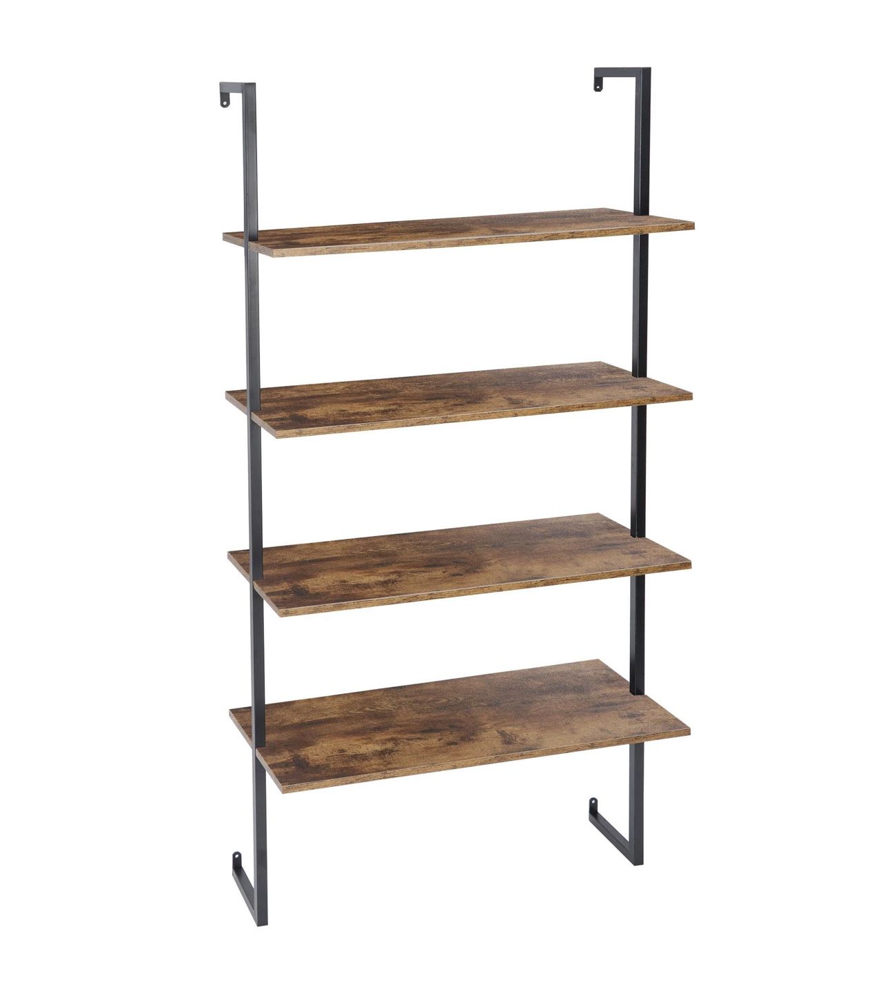 4-Tier Wall Mount Floating Shelves with Natural Wood and Industrial Pipe Metal Frame