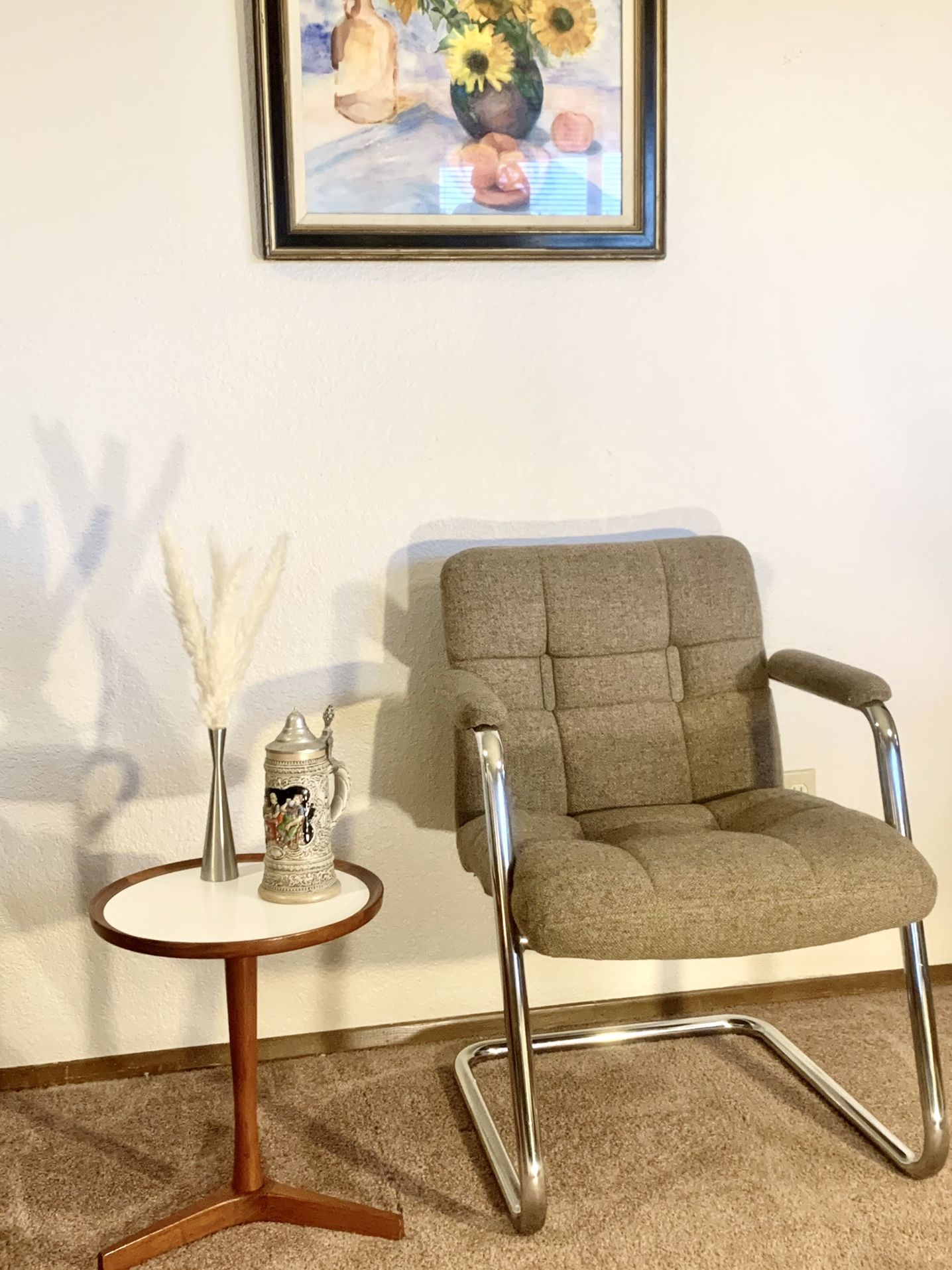 Vintage Milo Baughman Mid Century Modern Cantilevered Chair For ChromeCraft