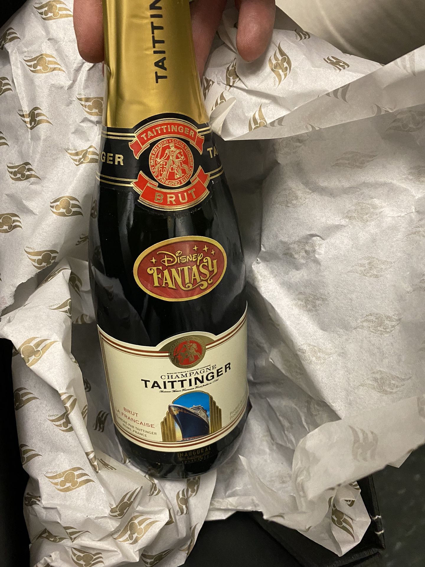 Disney Fantasy Wine Glass And Wine