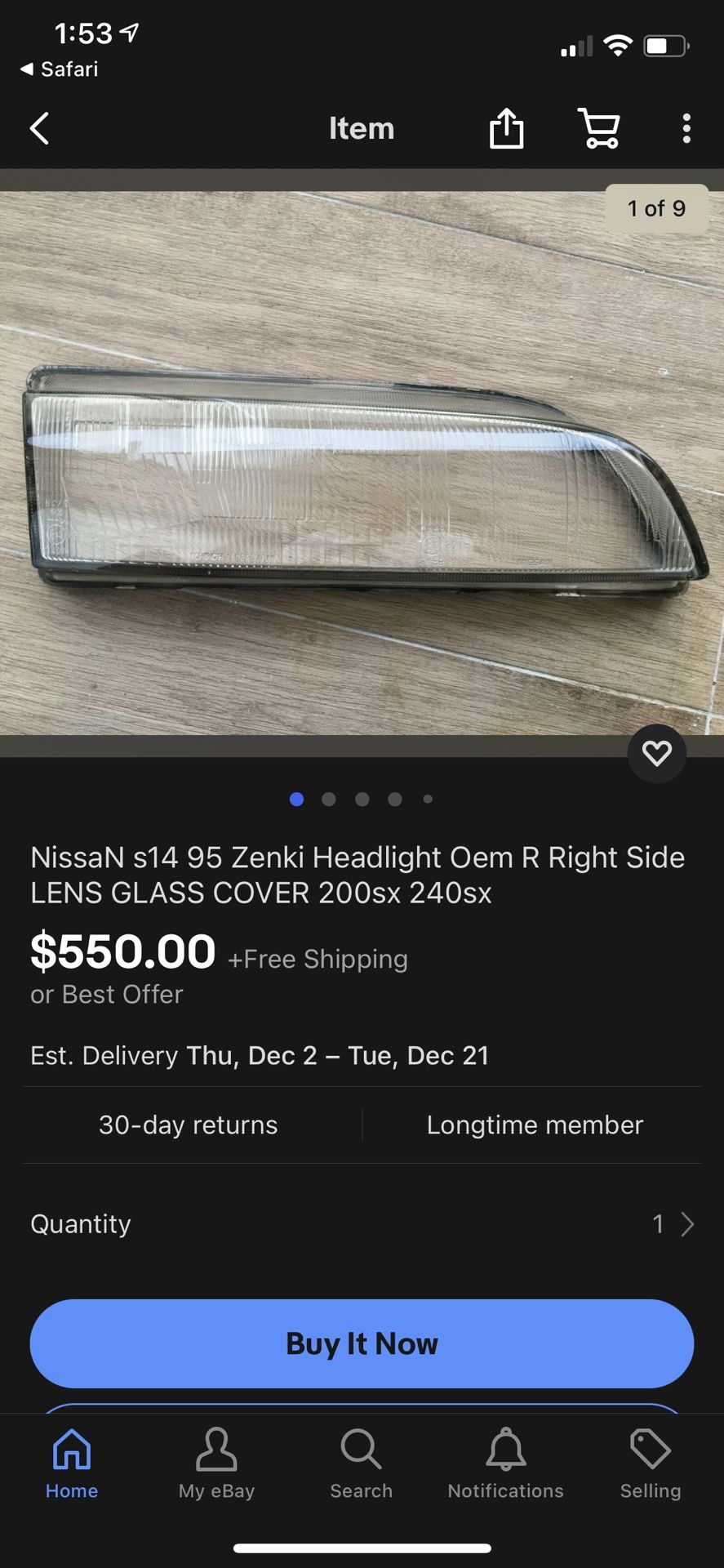 S14 Zenki Passenger Side Glass Headlight