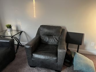Dark Gray Leather couch and chair  Thumbnail