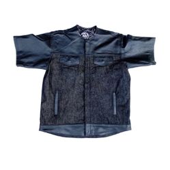 ***$175***Brand New*** Men's Size LARGE Club Style Motorcycle 3/4 Sleeve Leather/Denim(Limited Edition)  Thumbnail