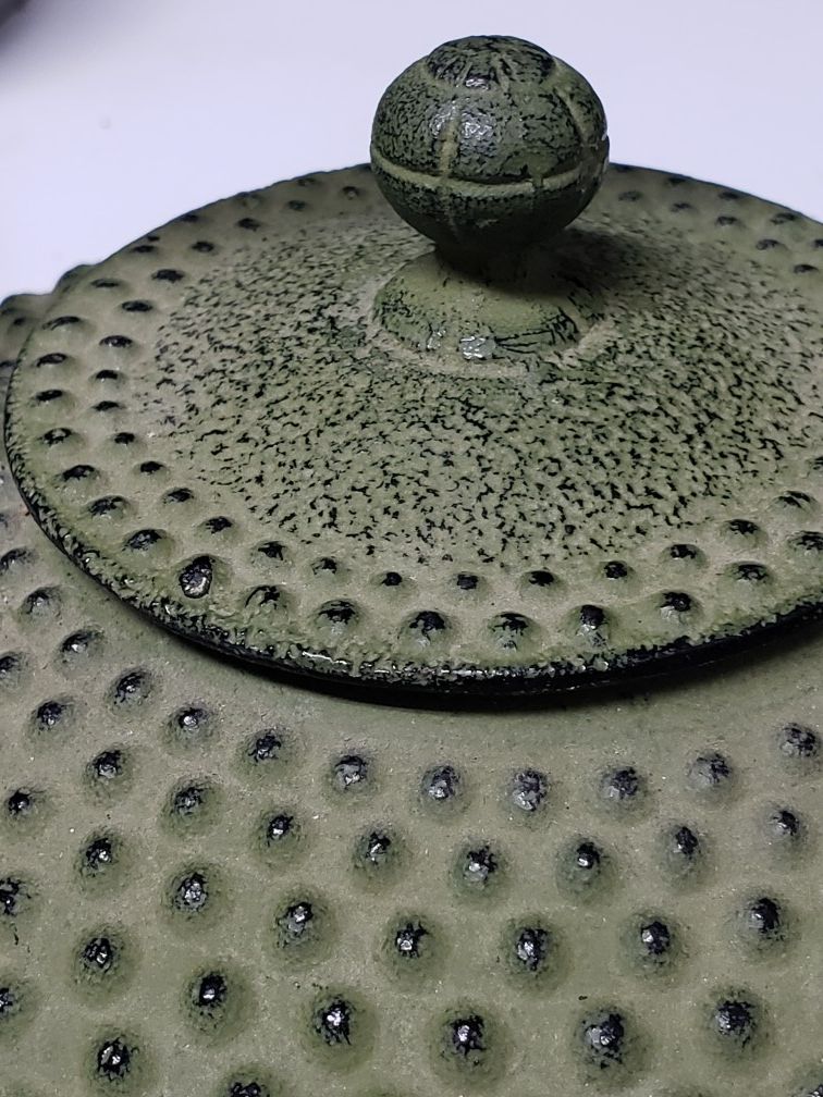 11pc iron green hobnail tea set