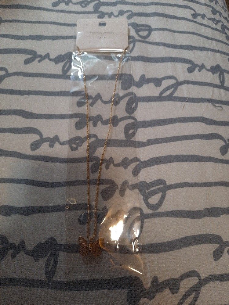 Gold Colored Butterfly Necklaces