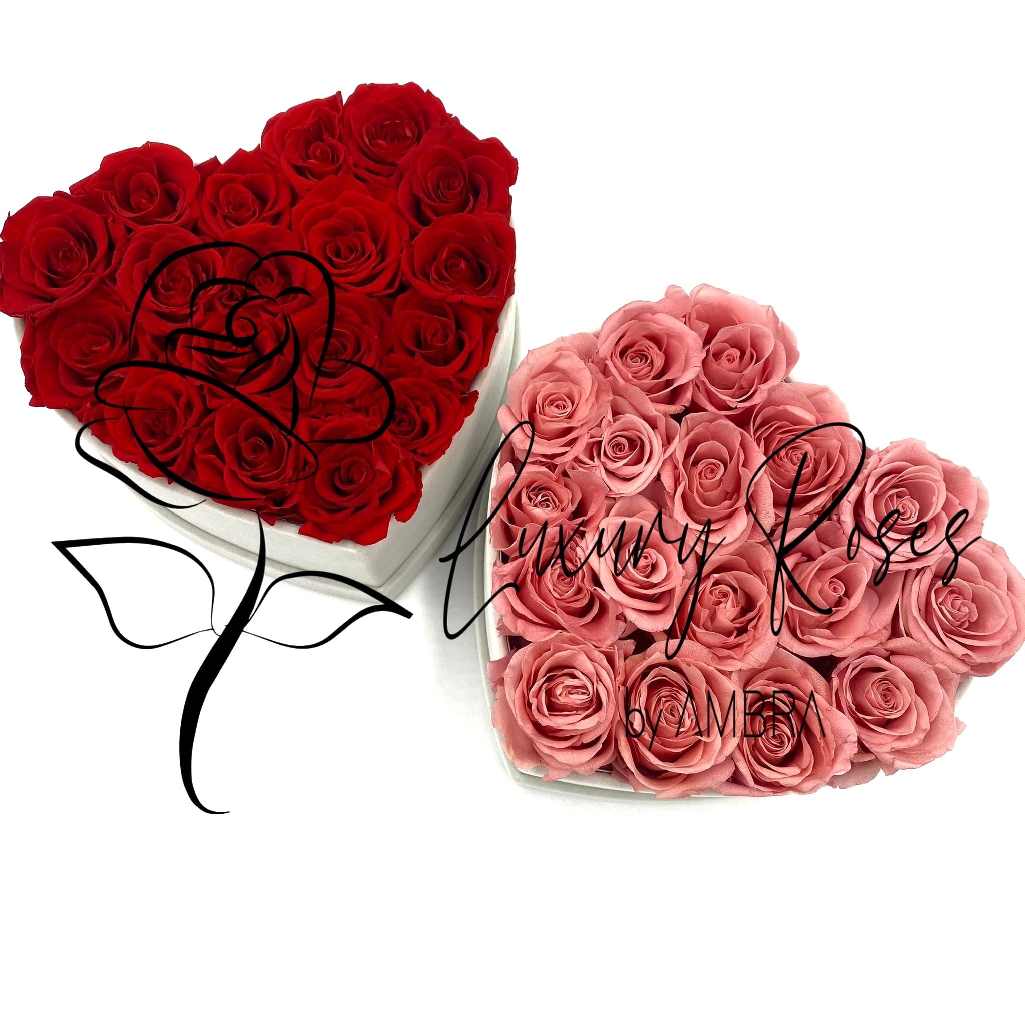 Baby Pink Velvet Heart Shape Eternal Box Roses birthday prom Gift Real Preserved baby pink Flowers Long Lasting present Bday anniversary immortal