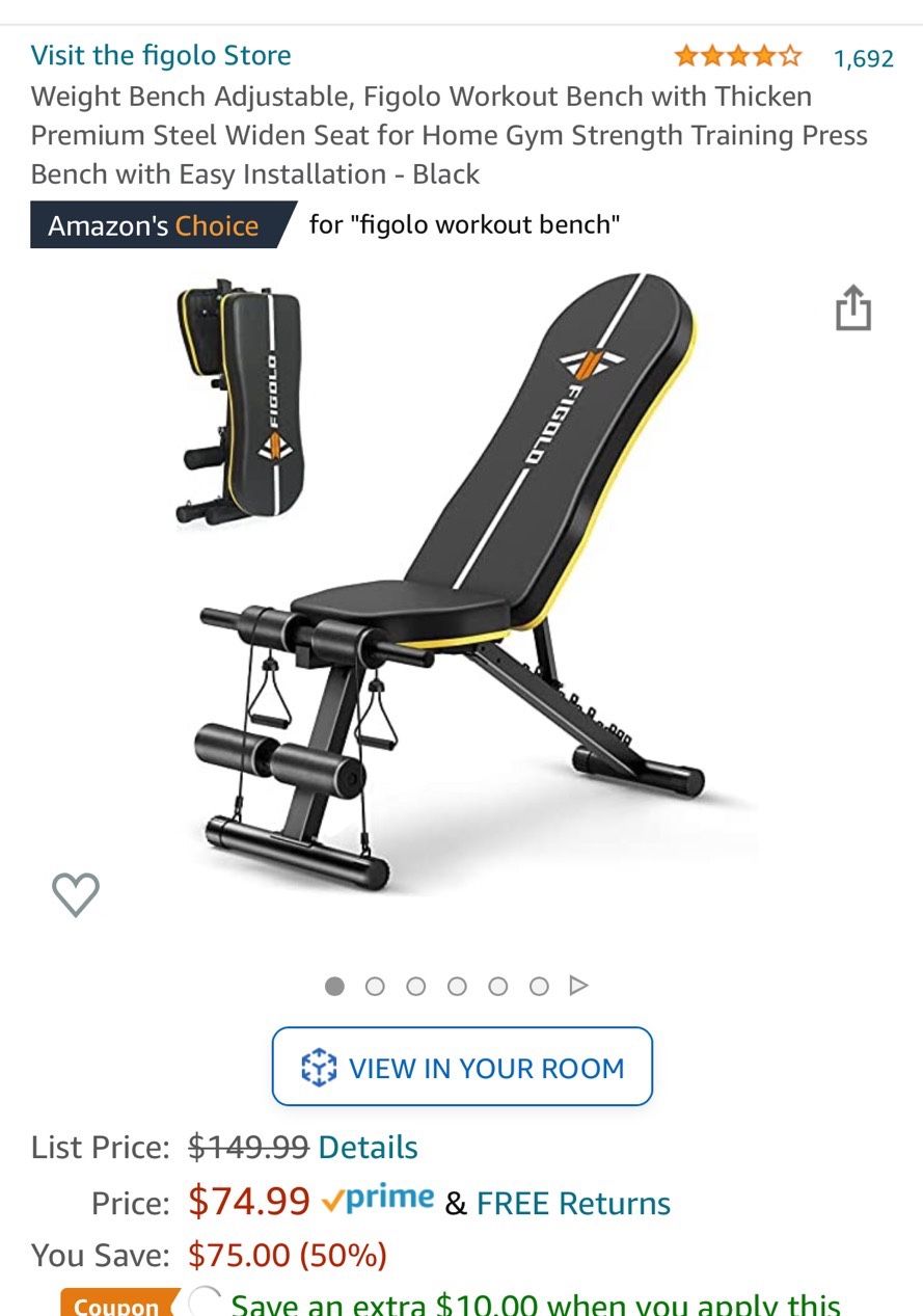 Weight Bench Adjustable, Figolo Workout Bench with Thicken Premium Steel Widen Seat for Home Gym Strength Training Press Bench with Easy Installation