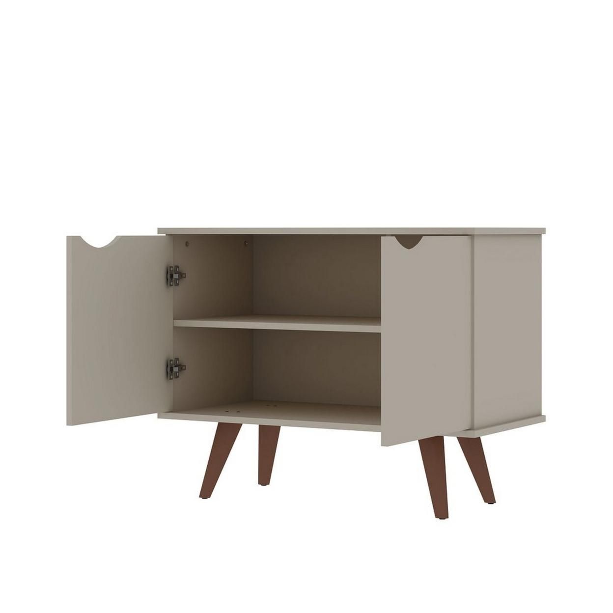 Hampton 33.07 Accent Cabinet with 2 Shelves Solid Wood Legs in Off White
