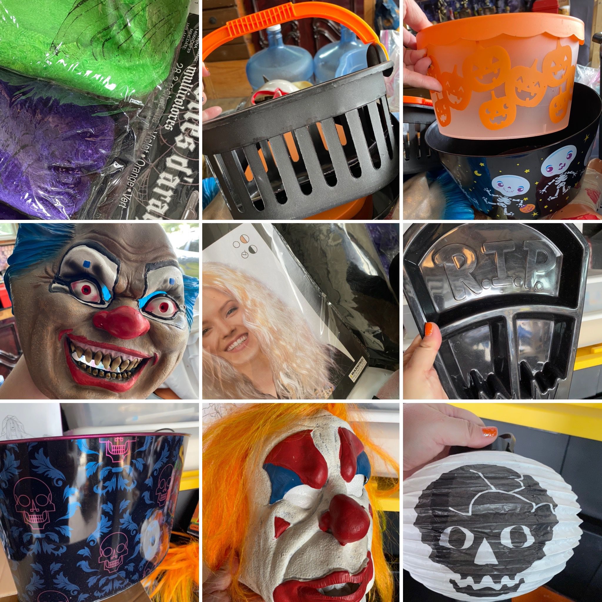 Halloween Lot Masks Decor Buckets
