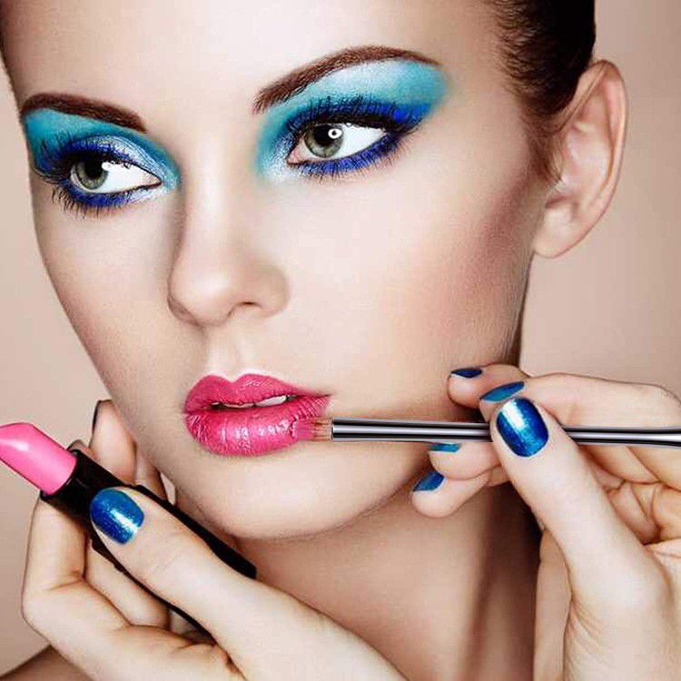 *New in Box* 10Pcs Makeup Brush Set w/ 2 Beauty Blenders - Blue