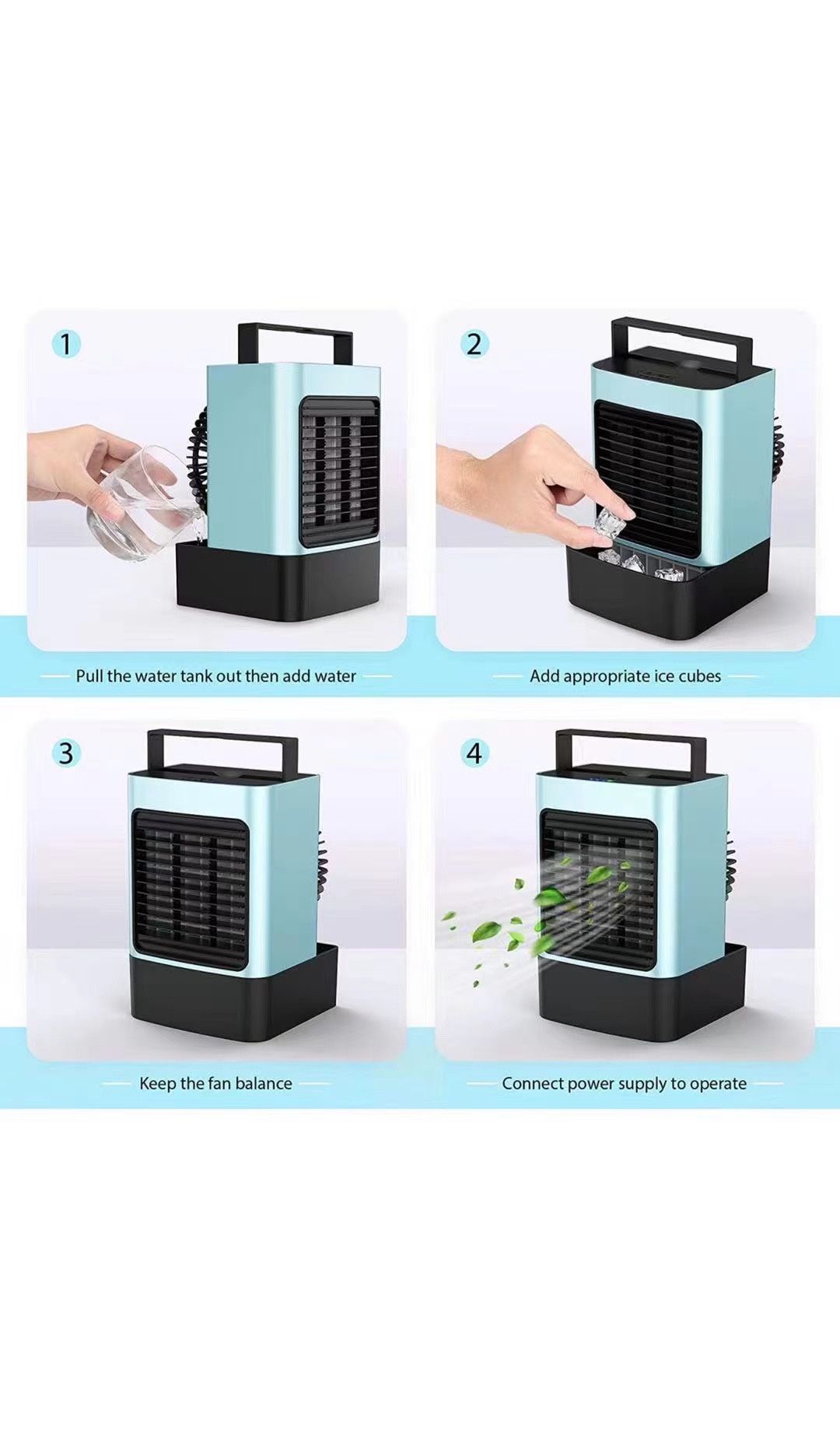 Personal Air Cooler, 5000mAh Rechargeable Battery Operated 60°&120° Auto Oscillation, Portable Air Conditioner Fan with 3 Wind Speeds & 2 Refrigeratio