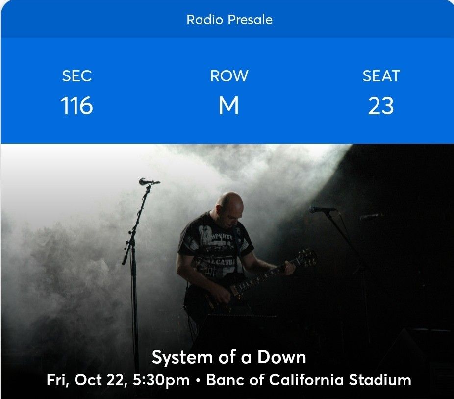 System Of A Down Tickets (2)