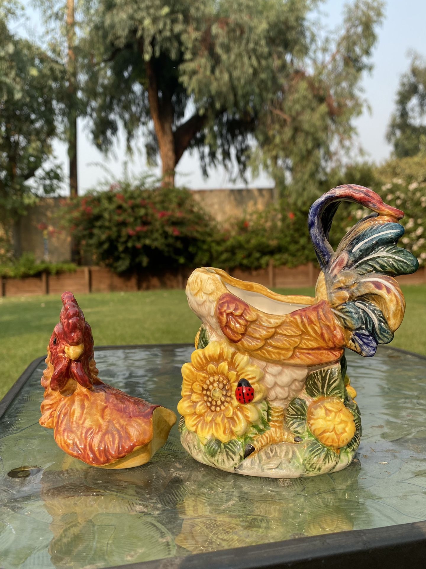 Cute rooster ceramic cookie jar