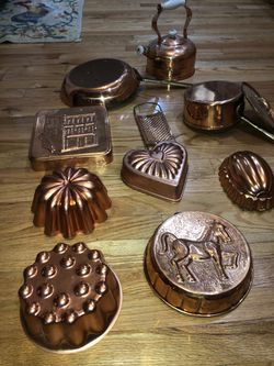 12 piece Copper Kitchenware Cooking, Baking & Decoration Set, Pot Pan Baking Bundt Cake, etc Thumbnail